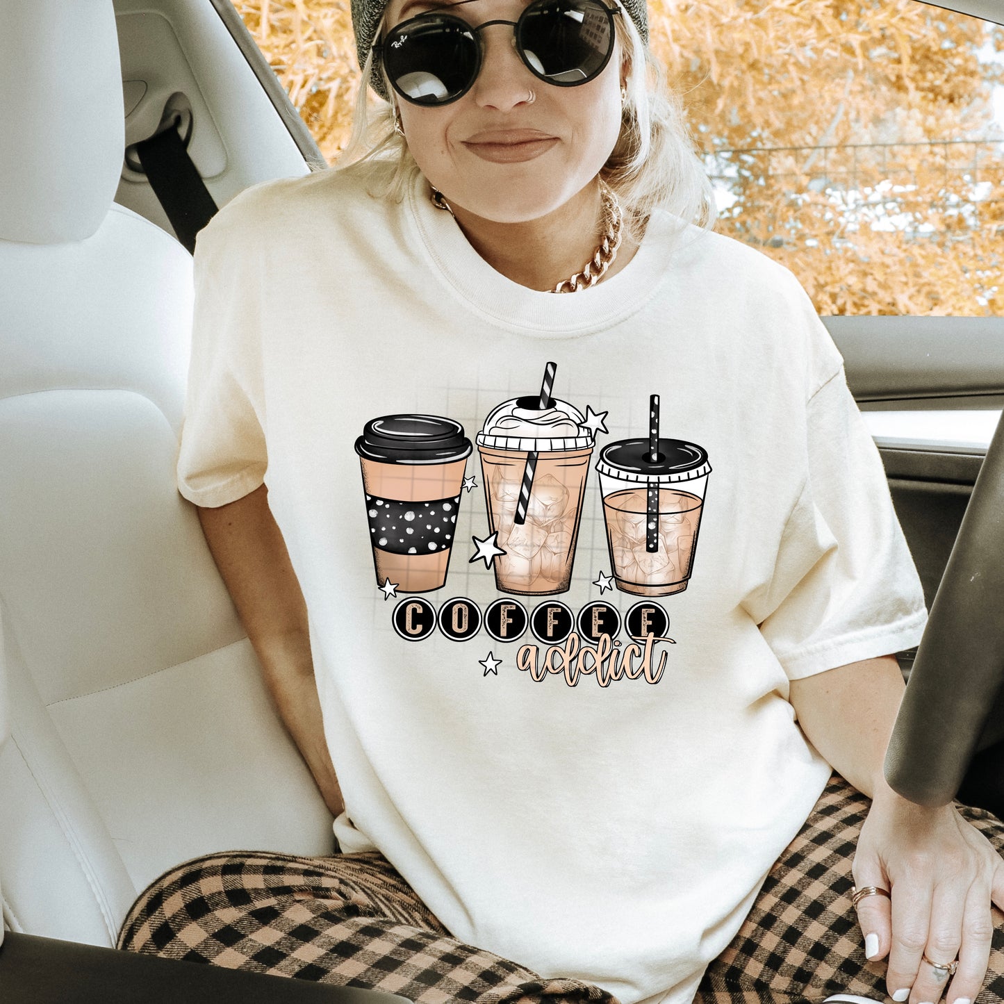 Coffee Addict Graphic T-Shirt | Funny Caffeine Lover Tee | Cute Coffee Unisex Shirt | Trendy Everyday Apparel