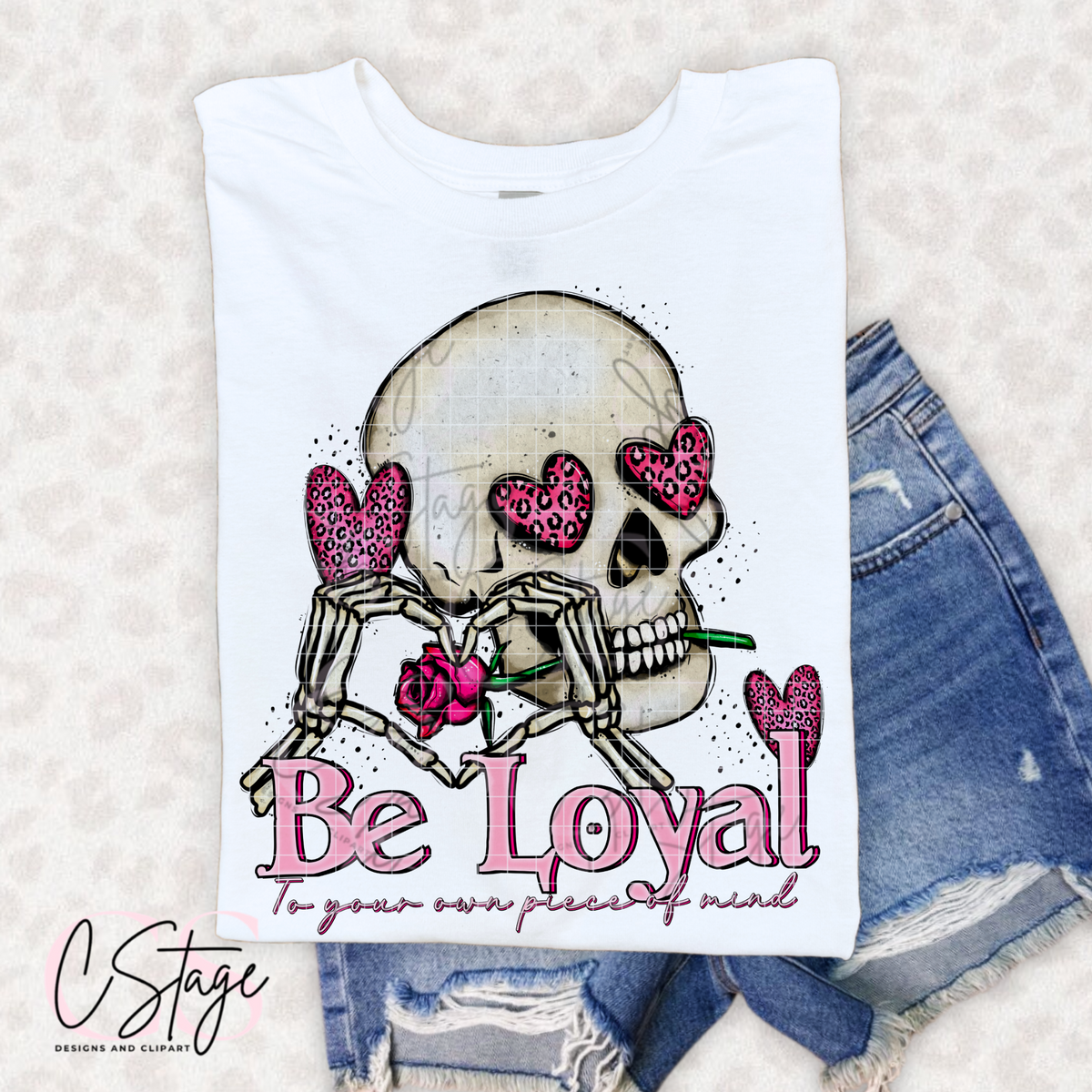 Be Loyal to Your Own Peace of Mind – Pink Leopard Skull Graphic T-Shirt mockup