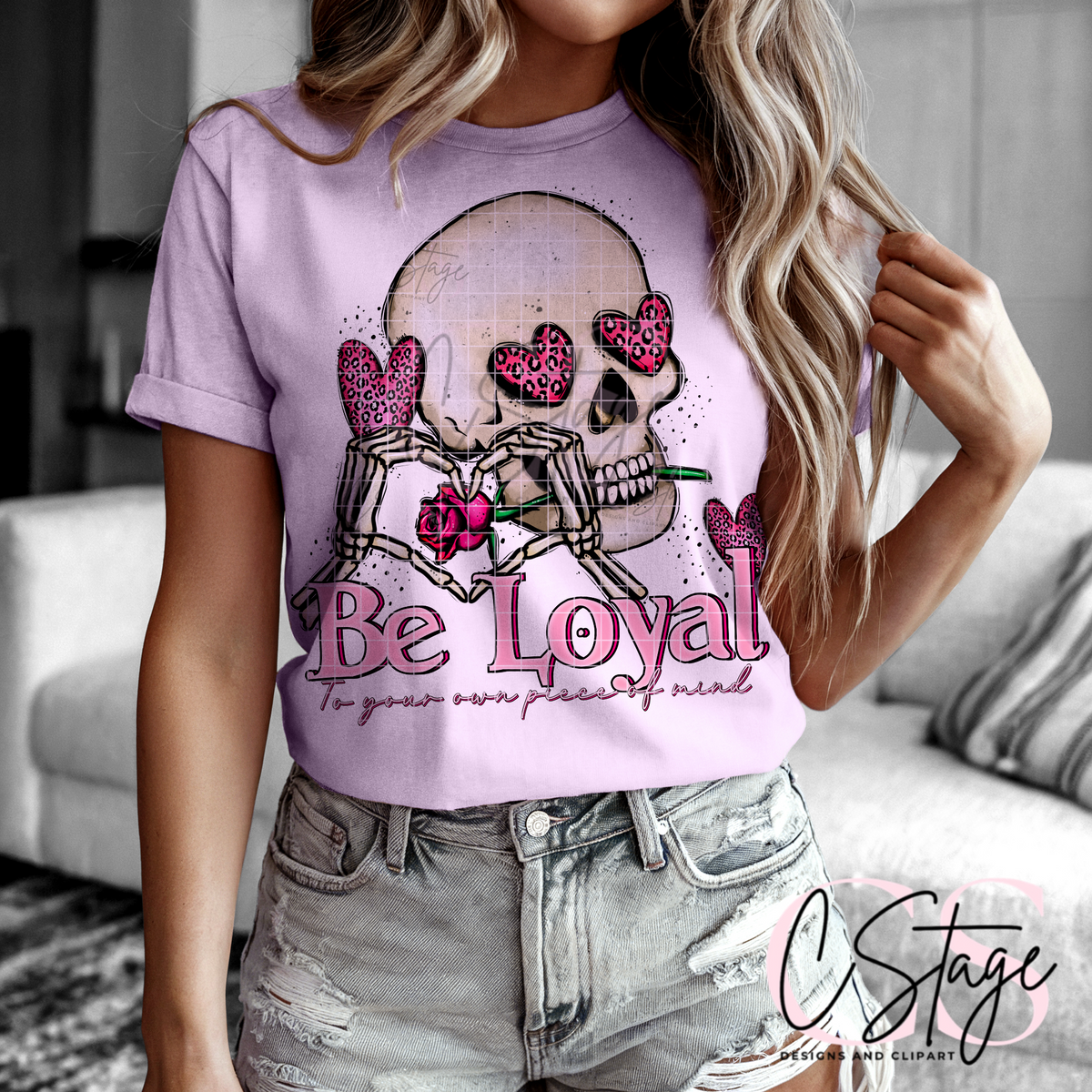 Be Loyal to Your Own Peace of Mind – Pink Leopard Skull Graphic T-Shirt mockup
