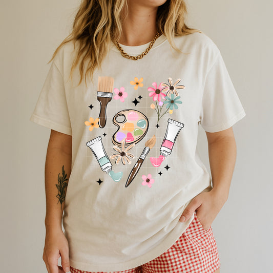 Paint and Brushes Graphic T-Shirt | Creative Artist Tee | Colorful Art Lover Unisex Shirt | Artistic Apparel