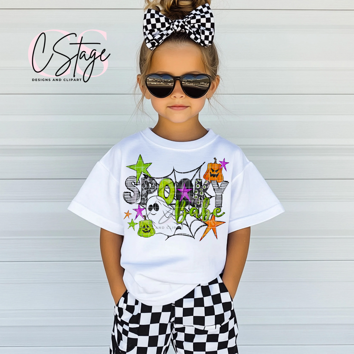 Spooky Babe Colorful Halloween Youth Graphic T-Shirt mockup