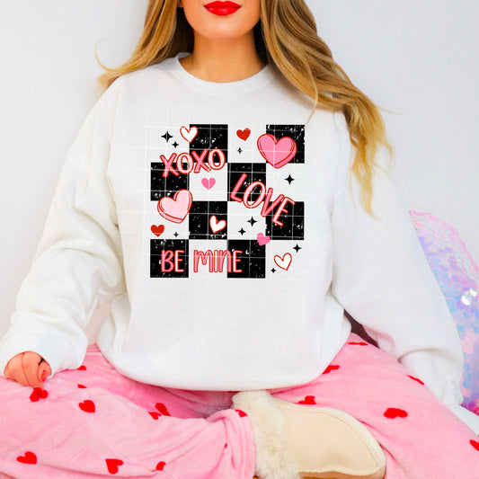 XOXO Love Be Mine Valentine Sweatshirt – Cute Pink & Red Hearts Crewneck