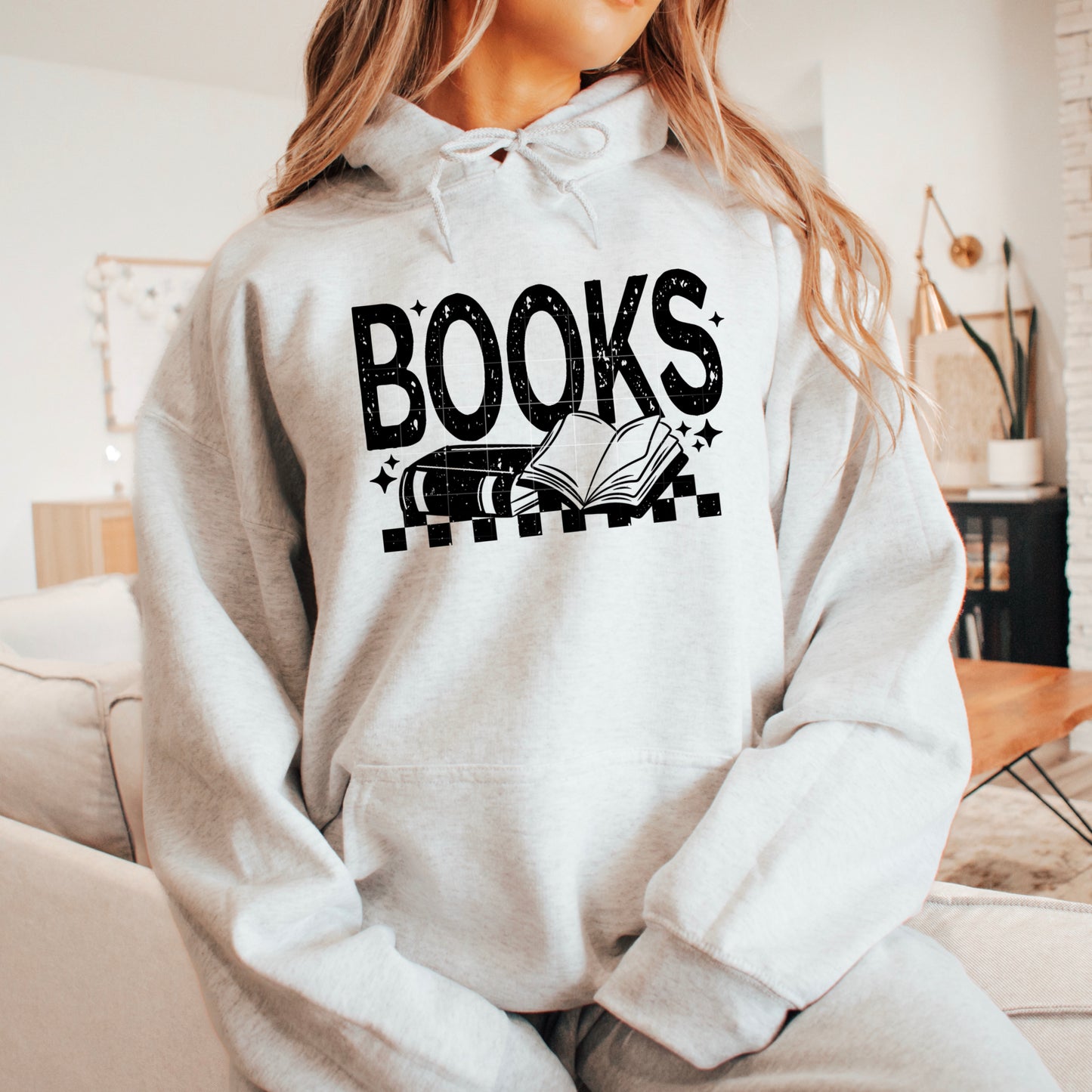 BOOKS Hoodie – Cozy Neutral Reading Sweatshirt | Book Lover Gift Pullover