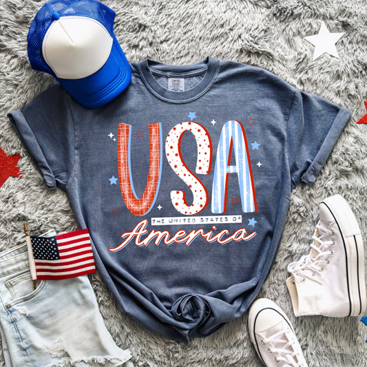 USA America Patriotic Graphic Tee | Fourth of July Shirt | Red White Blue Independence Day T-Shirt