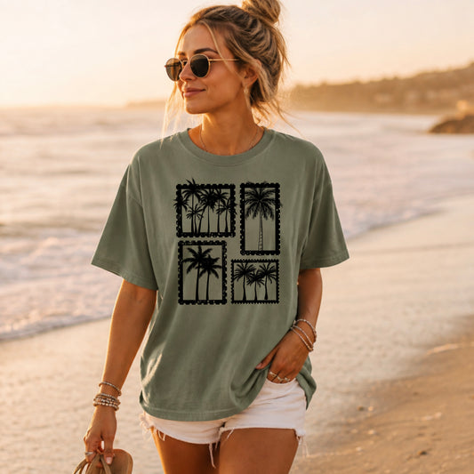 Palm Tree Graphic T-Shirt | Tropical Beach Summer Tee | Coastal Vacation Unisex Shirt | Island Life Apparel