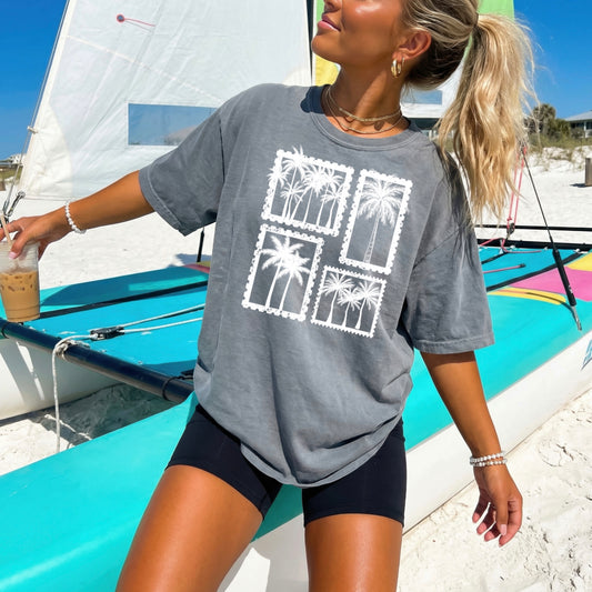 Palm Tree Graphic T-Shirt | Tropical Beach Summer Tee | Coastal Vacation Unisex Shirt | Island Life Apparel