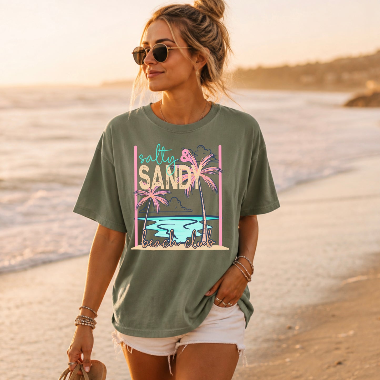 Salty & Sandy Graphic T-Shirt | Beach Lover Summer Tee | Coastal Vacation Unisex Shirt | Ocean Inspired Apparel