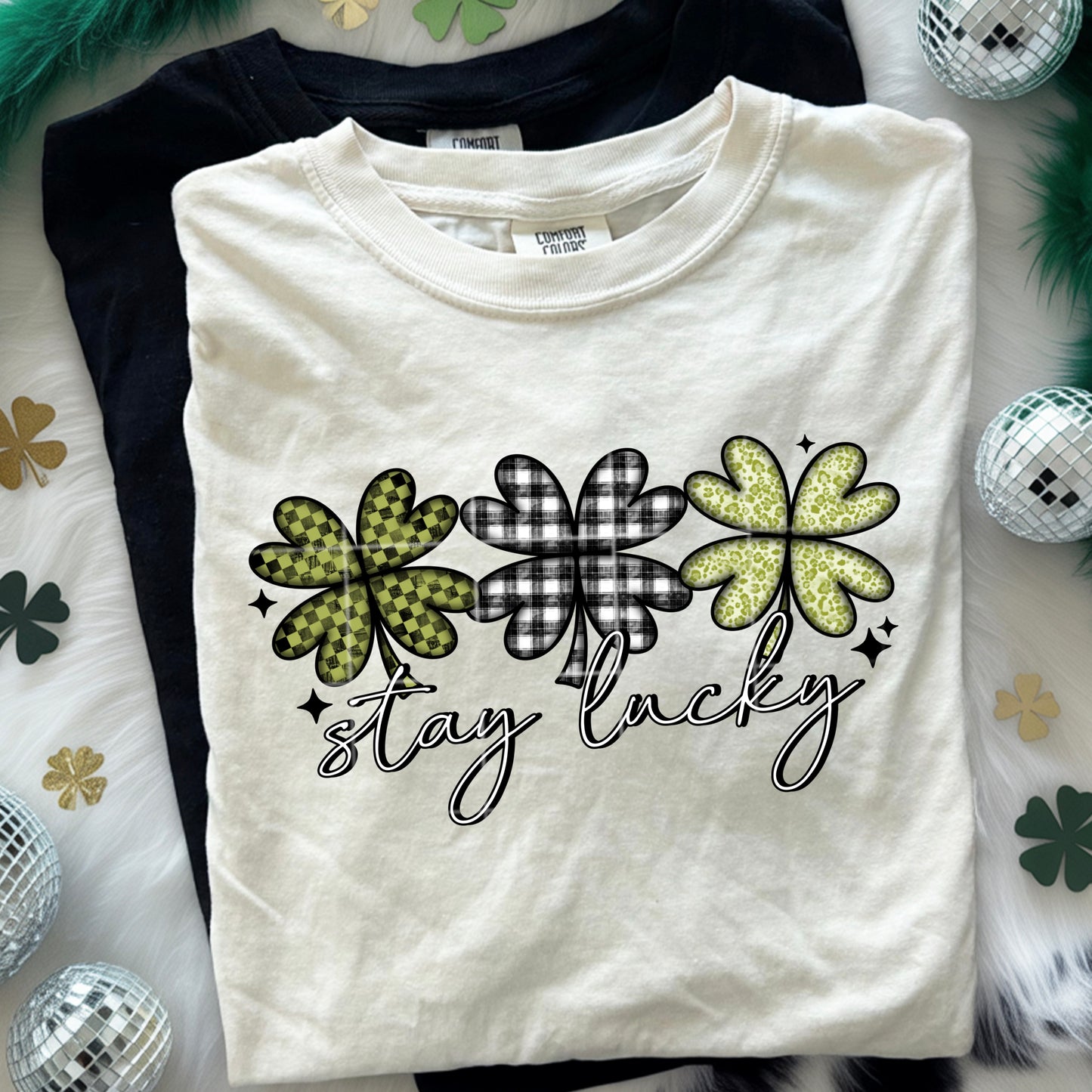 Stay Lucky Graphic T-Shirt | Inspirational Lucky Charm Tee | Trendy Unisex Shirt | Positive Everyday Apparel