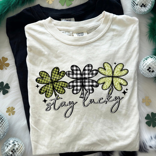 Stay Lucky Graphic T-Shirt | Inspirational Lucky Charm Tee | Trendy Unisex Shirt | Positive Everyday Apparel