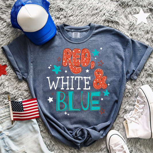 Red White & Blue Patriotic Graphic Tee | USA Fourth of July Shirt | Americana Summer Tee