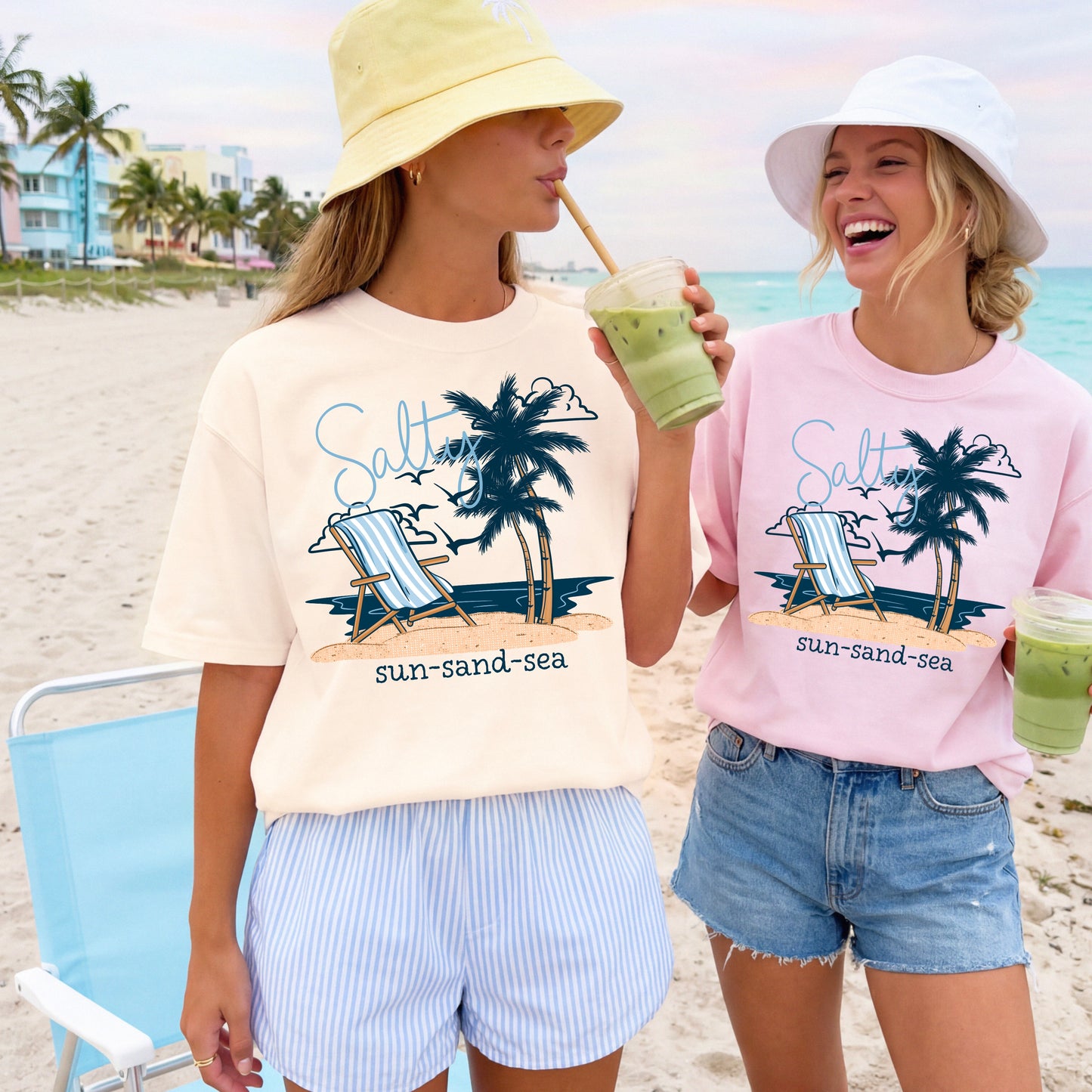 Salty Sun Sand Sea Beach Shirt | Coastal Summer Graphic Tee | Palm Tree Beach Vacation Shirt | Tropical Ocean Lover T-Shirt | Summer Vacation Tee | Beach Bum Graphic Shirt | Unisex Coastal Tee 🌴🌊☀️