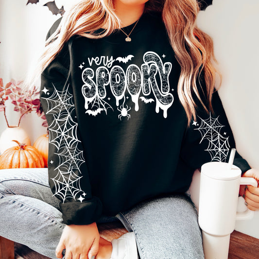 Very Spooky Halloween Sweatshirt | Spider Web Halloween Crewneck | Cute Spooky Season Pullover | Ghost & Bat Fall Sweatshirt | Orange Halloween Crewneck | Cozy October Sweatshirt | Halloween Gift for Women 🕸️🦇🎃
