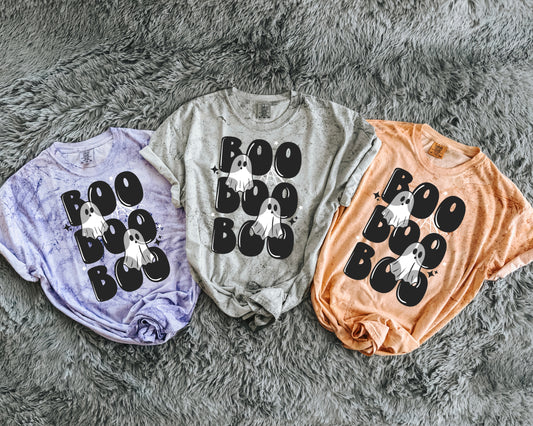 Boo Boo Boo Ghost Halloween Graphic Tee | Cute Spooky Season Shirt | Trendy Fall Tee