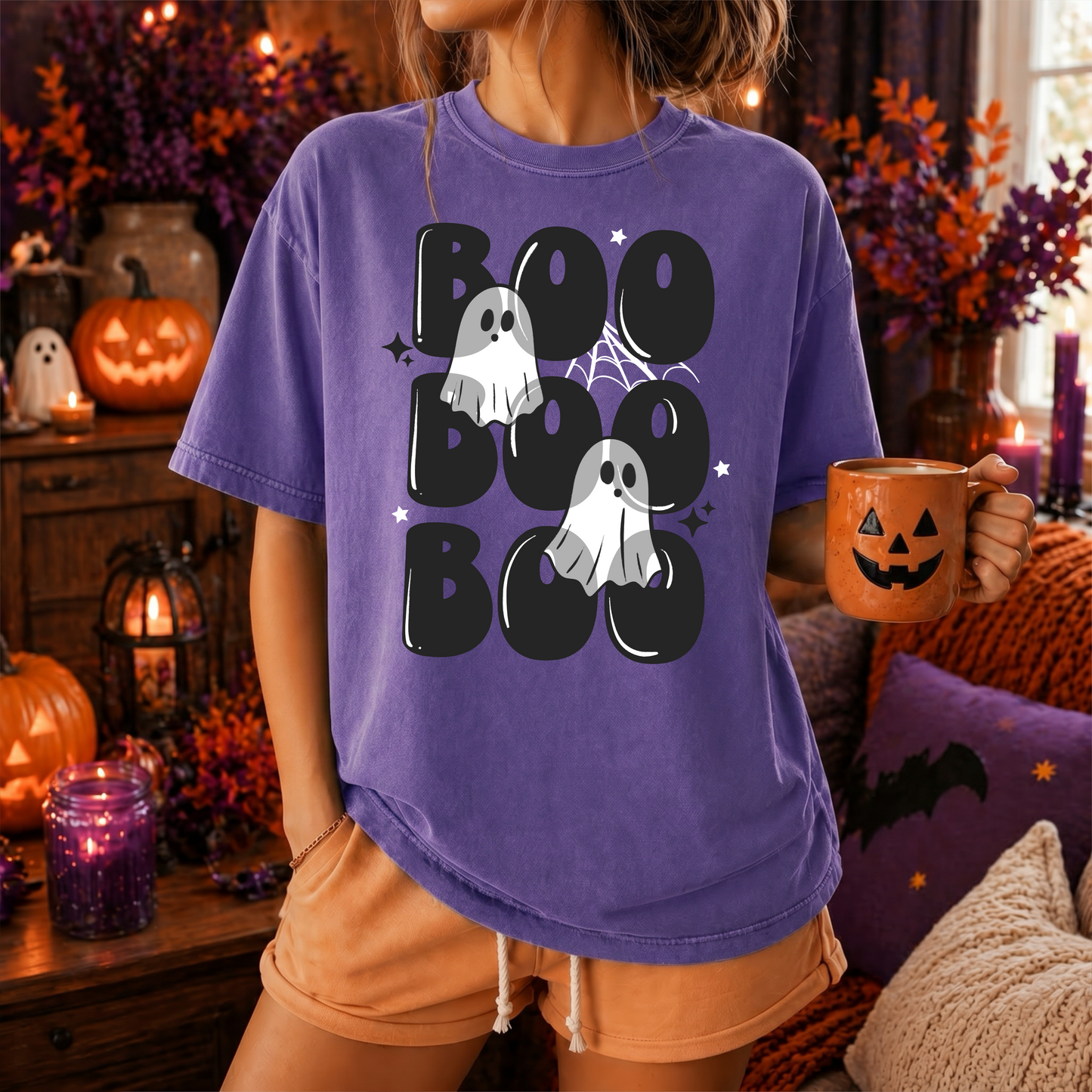 Boo Boo Ghosts Graphic T-Shirt | Cute Halloween Ghost Tee | Spooky Season Unisex Shirt | Funny Fall Graphic Apparel