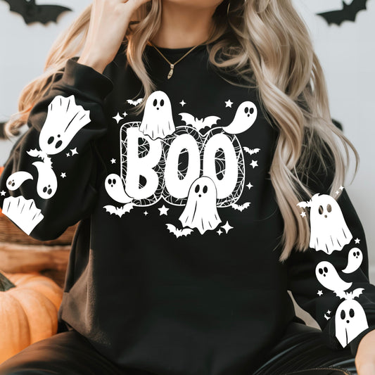 Boo Halloween Sweatshirt | Cute Ghost Crewneck | Spooky Season Pullover | Ghost Halloween Sweatshirt | Fall Graphic Crewneck | Cozy October Sweatshirt | Halloween Gift for Women 👻🧡🎃