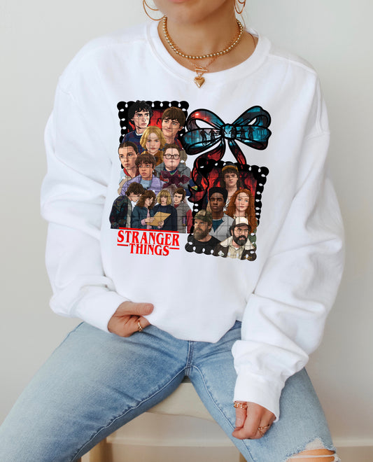 Stranger Things Bow Collage Sweatshirt | Cozy Fandom Apparel