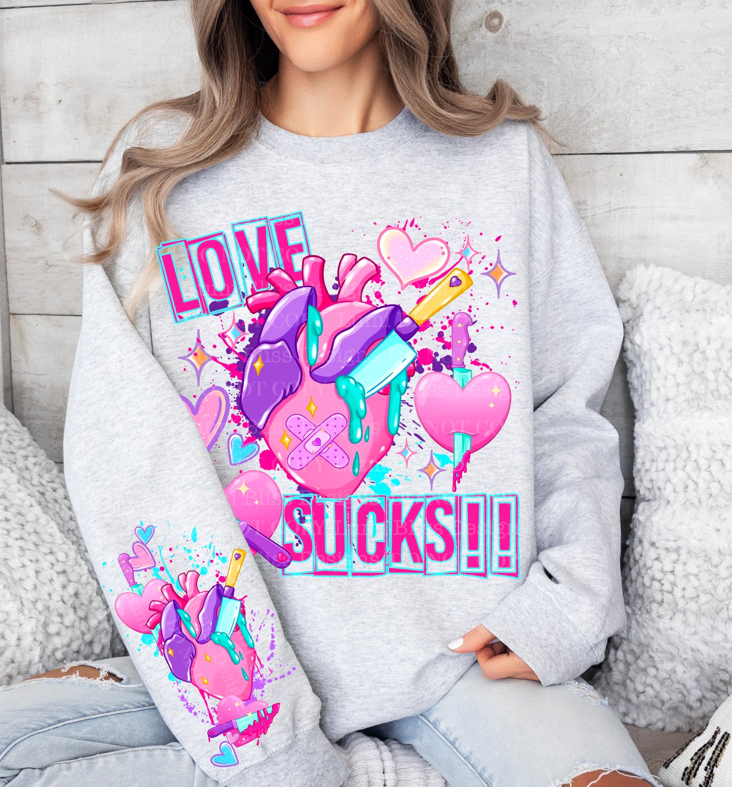 💔💖 Love Sucks Graphic Sweatshirt – Spooky Valentine Pullover