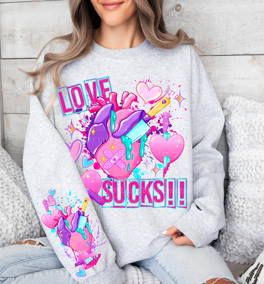 💔💖 Love Sucks Graphic Sweatshirt – Spooky Valentine Pullover