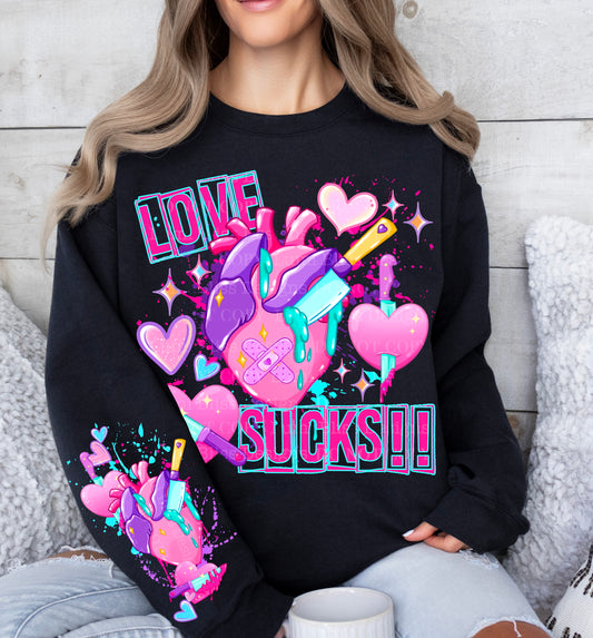 💔💖 Love Sucks Graphic Sweatshirt – Spooky Valentine Pullover