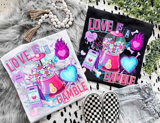 💔🎰 Love Is a Gamble Valentine Graphic Tee – Unisex Shirt