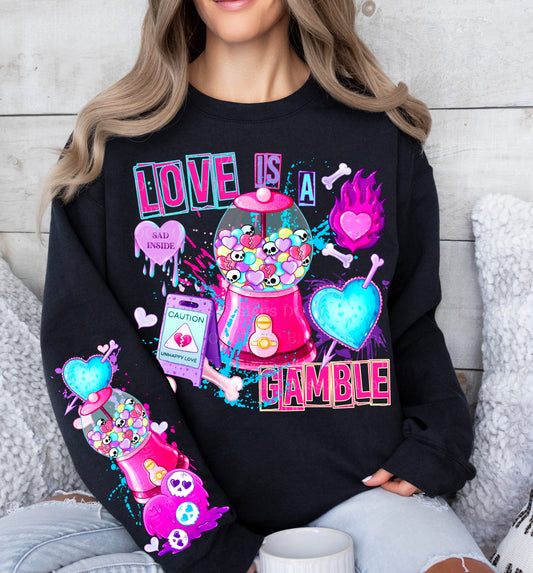Love Is a Gamble Sweatshirt – Anti-Valentine Neon Graphic Crewneck