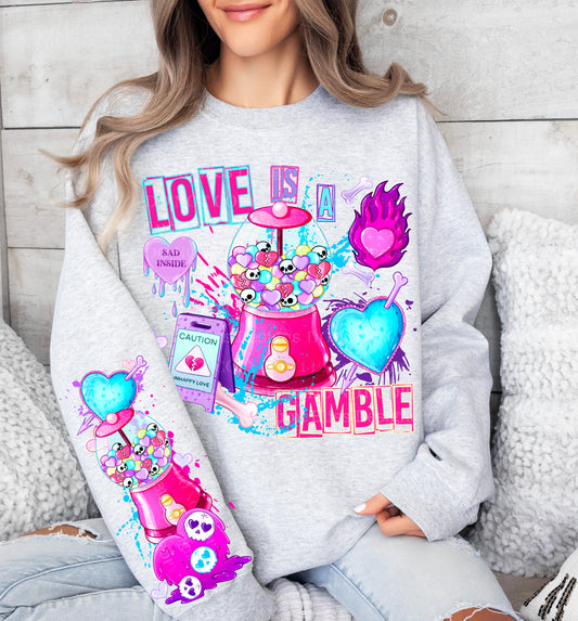 Love Is a Gamble Sweatshirt – Anti-Valentine Neon Graphic Crewneck