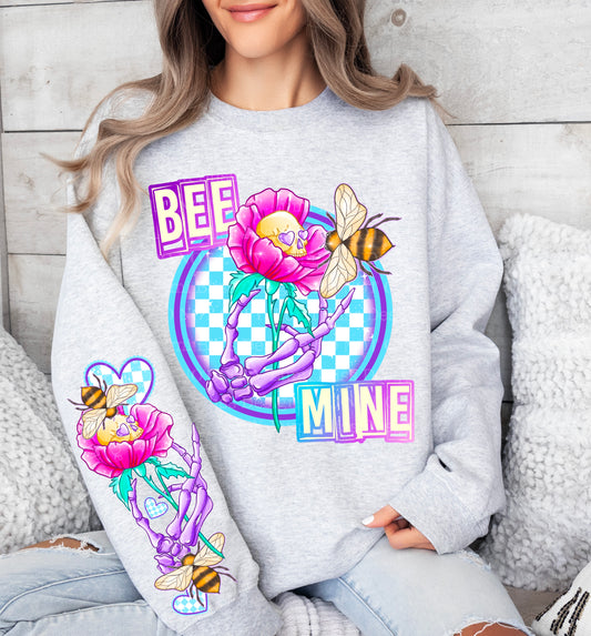 BEE MINE – Spooky Valentine Sweatshirt 🐝💀🌸