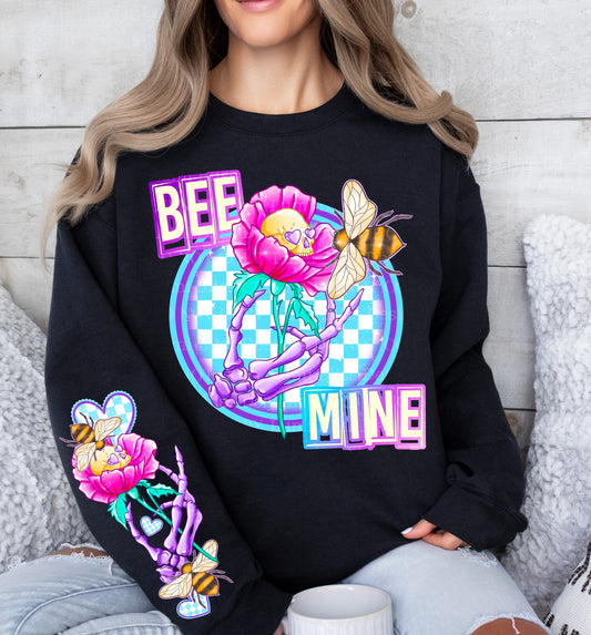 BEE MINE – Spooky Valentine Sweatshirt 🐝💀🌸