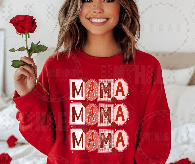 Mama Mama Mama Valentine Sweatshirt – Red Heart Mama Crewneck