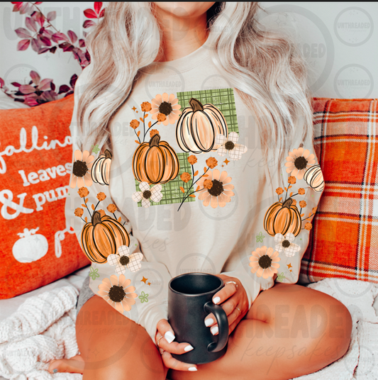 Pumpkins & Fall Florals Graphic Sweatshirt