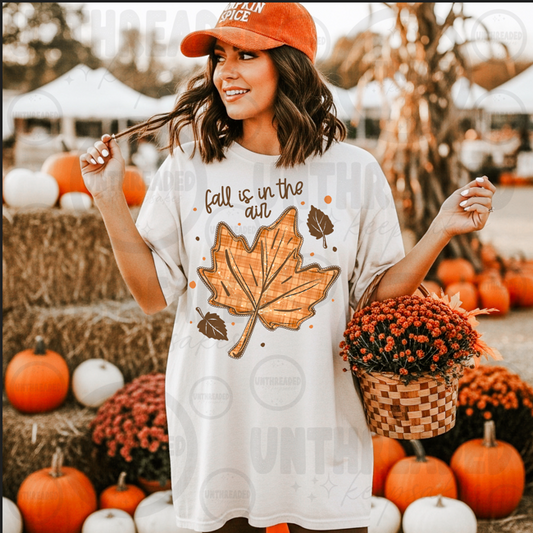 Fall Is in the Air Plaid Maple Leaf T-Shirt