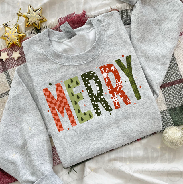 Merry Christmas Pattern Graphic Sweatshirt 🎄❄️