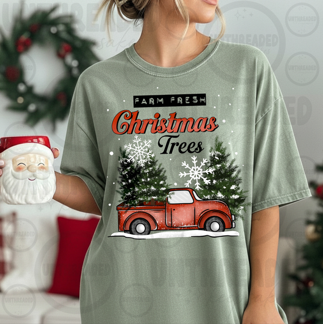 Farm Fresh Christmas Trees Truck Graphic T-Shirt