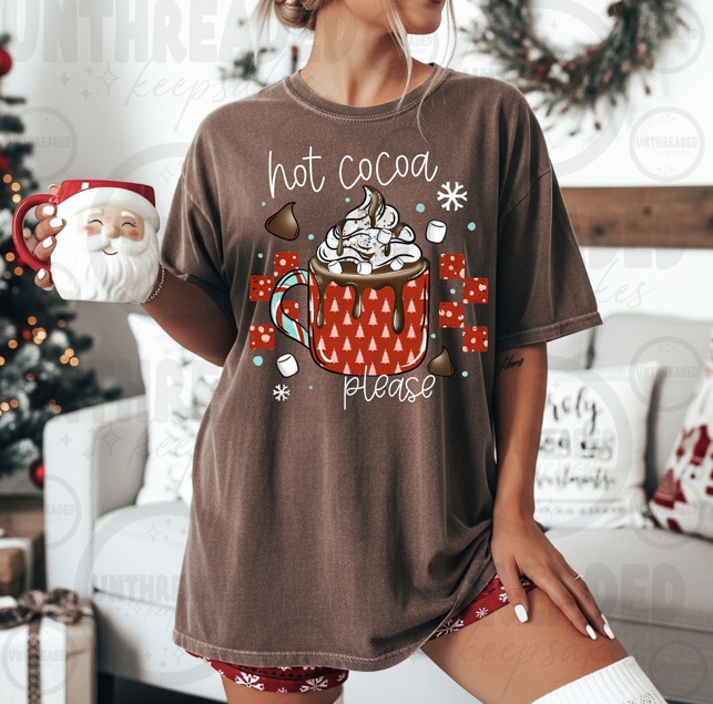 Hot Cocoa Please Christmas Graphic T-Shirt