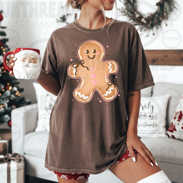Girly Gingerbread Man Christmas Graphic T-Shirt