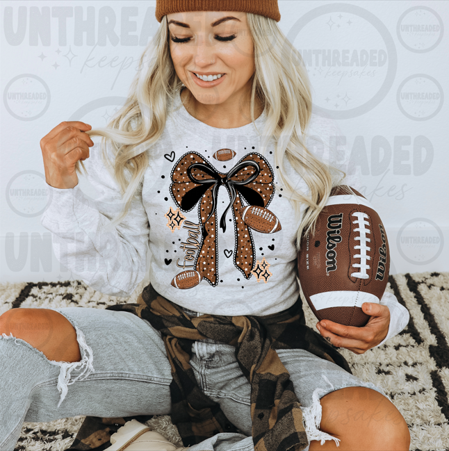 Football Bow Game Day Crewneck Sweatshirt 🏈🎀