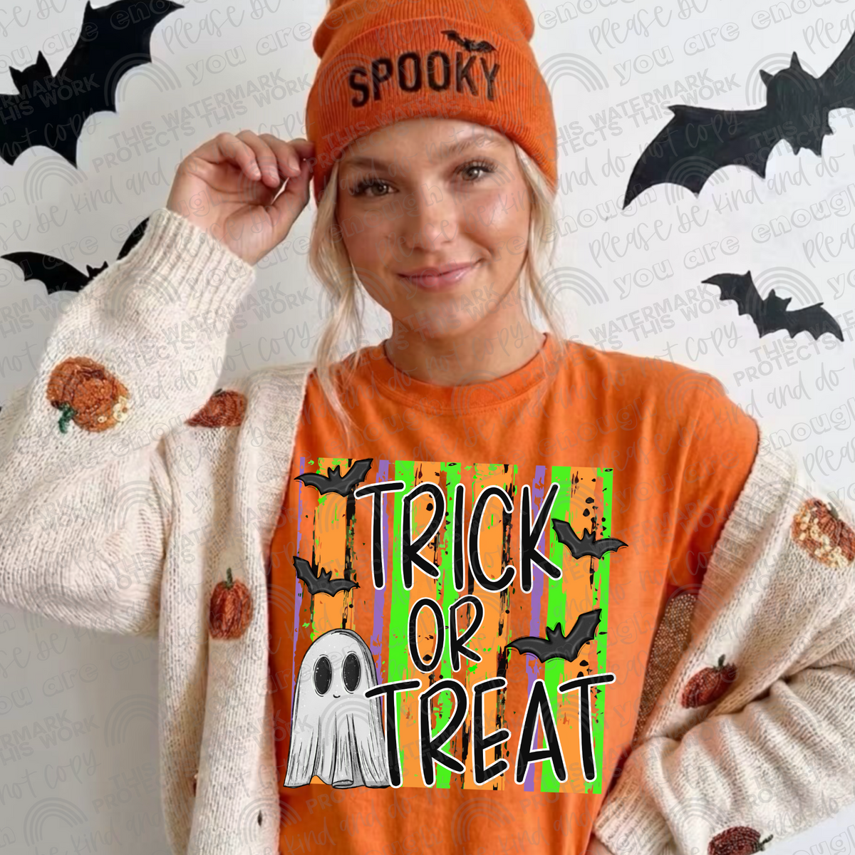 Trick or Treat Halloween graphic apparel mockup