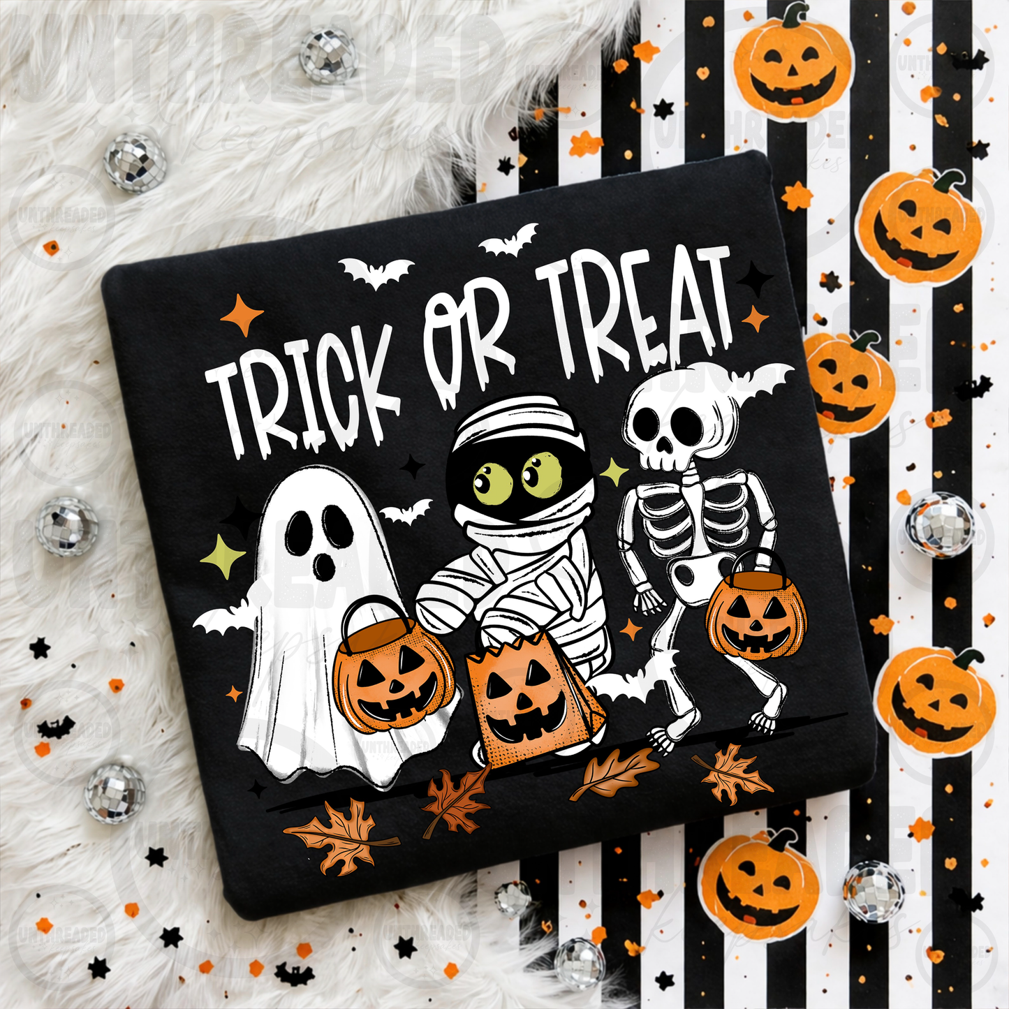 Trick or Treat Ghost Mummy Skeleton Halloween Crewneck Sweatshirt 👻🎃💀