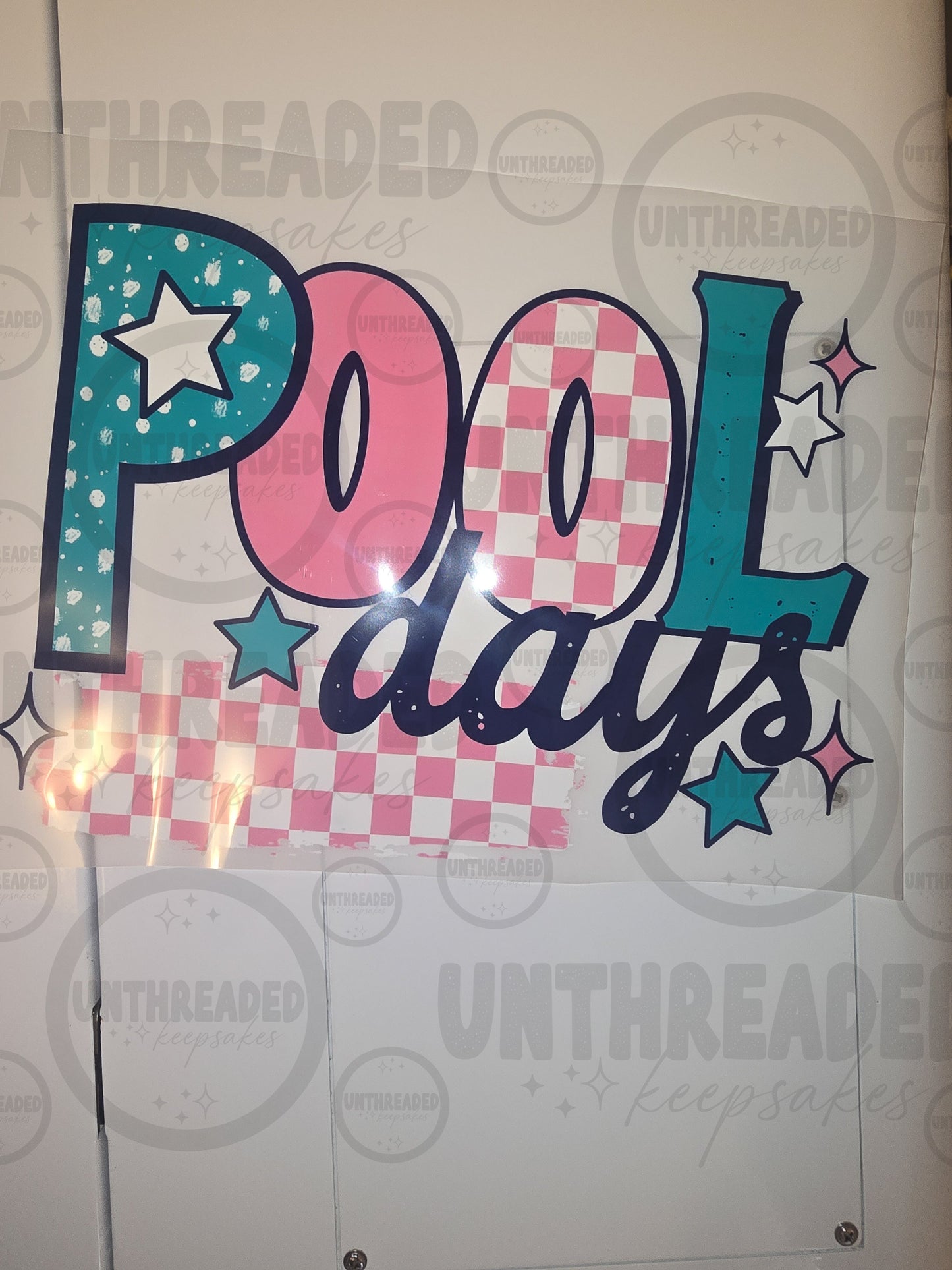 Pool Days – Retro Checkerboard Summer DTF Transfer (Clearance)
