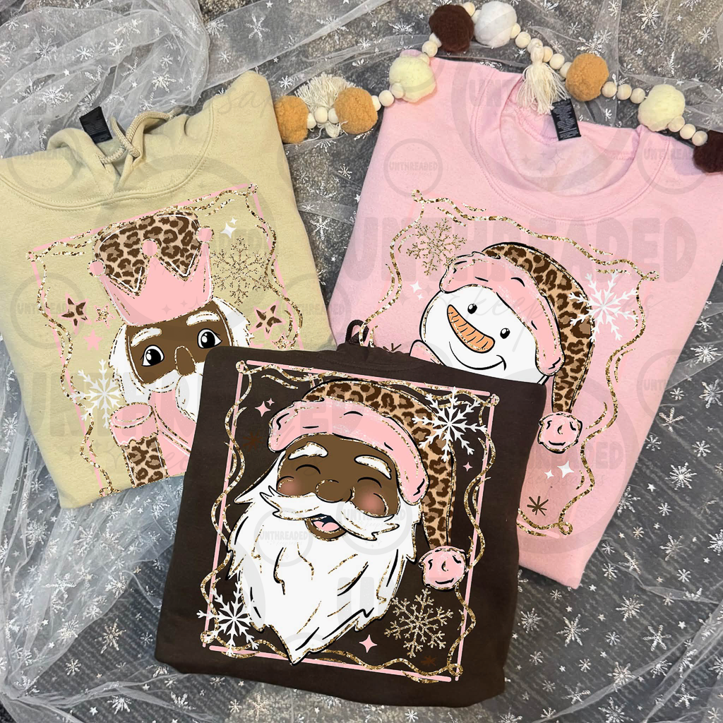 Pink cream and brown Christmas character apparel mockup