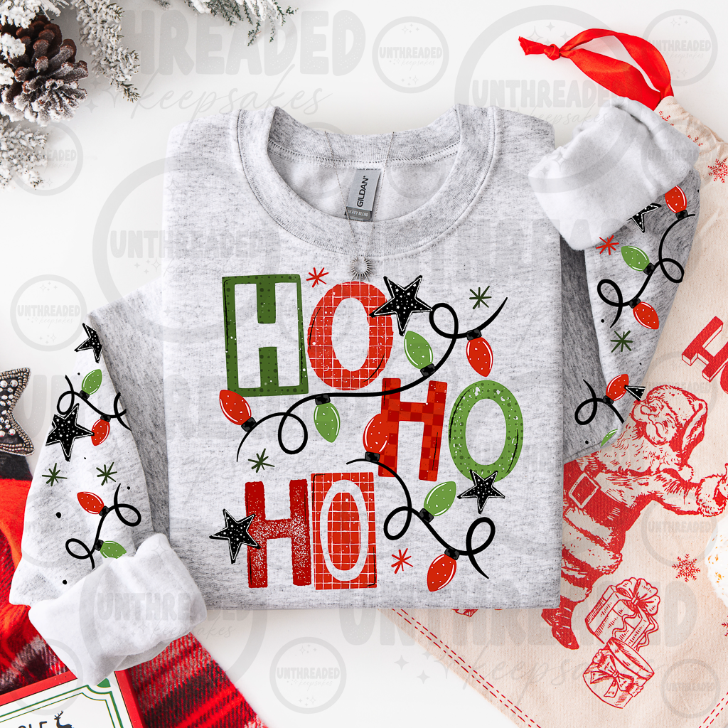 Retro Ho Ho Ho Christmas Lights apparel mockup