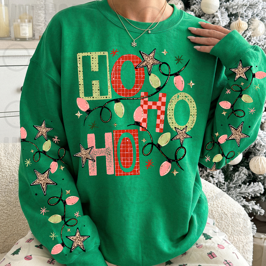 Green Retro Ho Ho Ho Christmas Lights