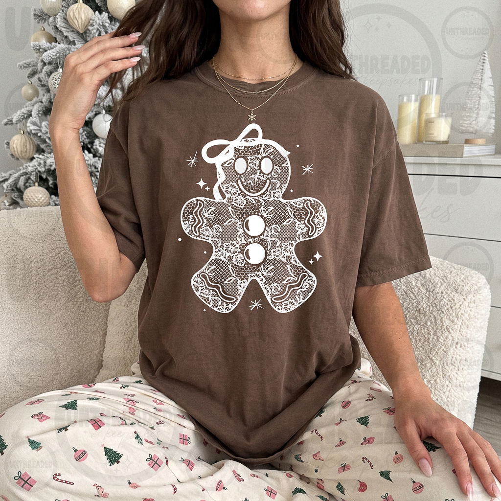 Lace Gingerbread Cookie Christmas apparel mockup