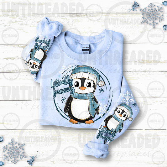 Literally Freezing Winter Penguin apparel mockup