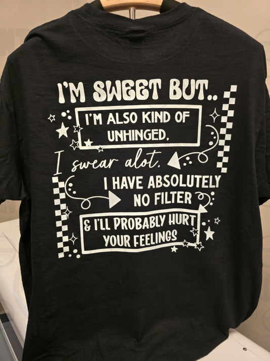 Sweet But Unhinged Tee – Black Large