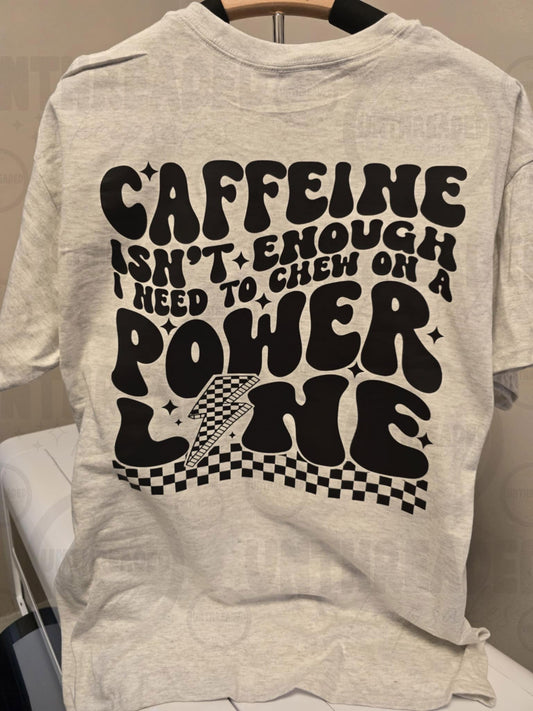 Caffeine Power Line Tee – Heather Gray Large
