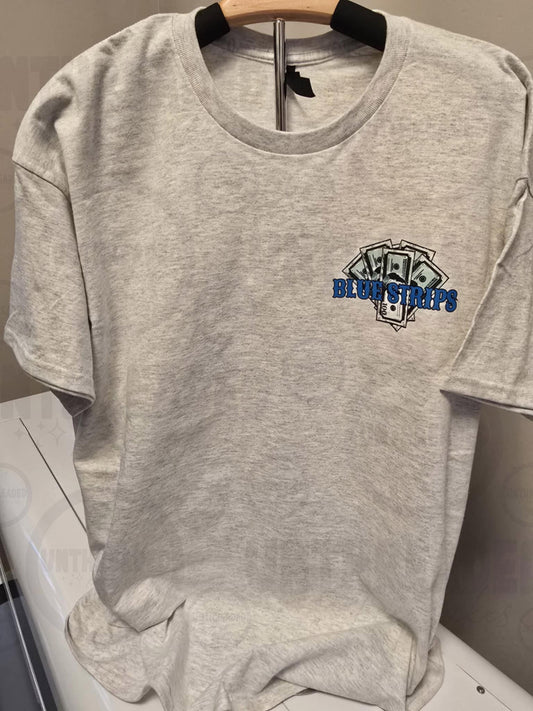 Blue Strips Lyrics Tee – Gray XL