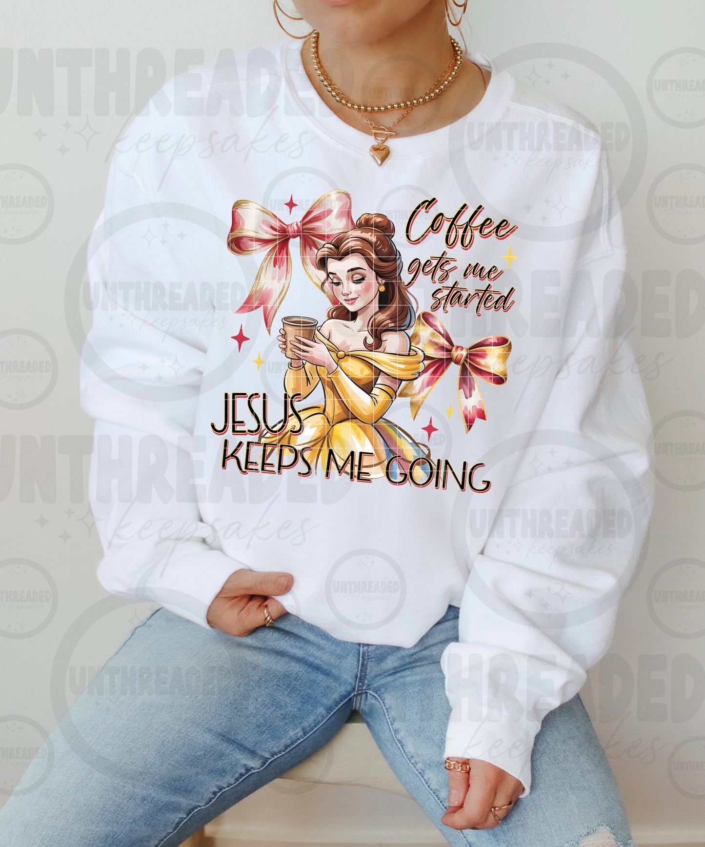 ☕✨ “Coffee Gets Me Started, Jesus Keeps Me Going” Sweatshirt ✨☕