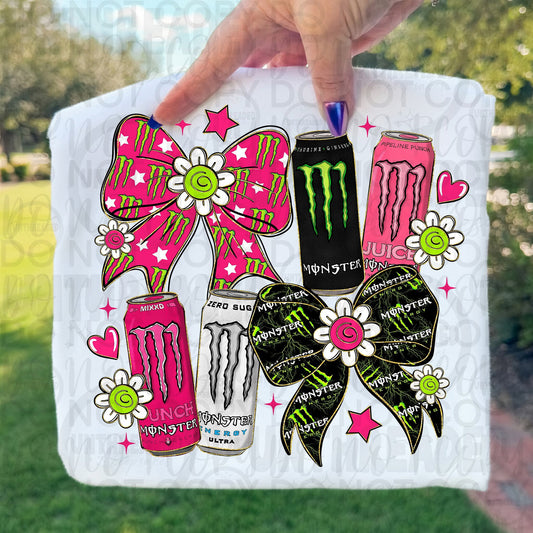 ⚡Monster Energy Retro Bow Graphic T-Shirt ⚡🎀 | Cute Energy Drink Lover Tee