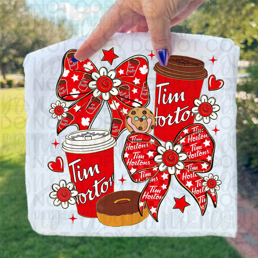 ☕Tim Hortons Retro Bow Coffee T-Shirt ☕🎀 | Cute Coffee Lover Graphic Tee